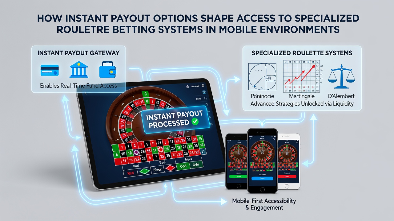 Smartphone screen showing roulette wheel with overlaid betting progression tools and payout confirmation