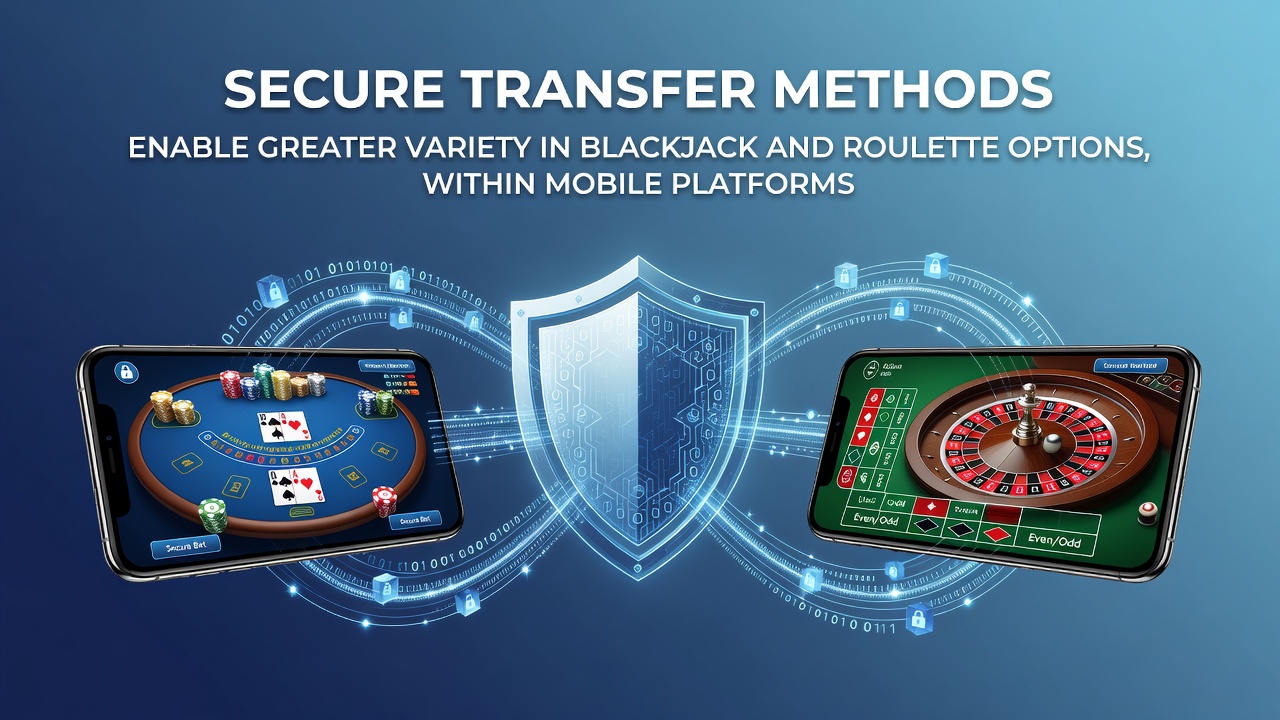 Secure mobile payment interfaces displaying blackjack and roulette game selections on smartphone screens