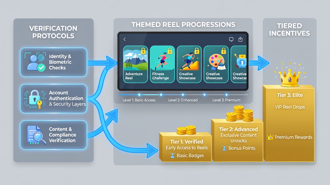 Dashboard view of tiered incentives and verification status indicators in a gaming app