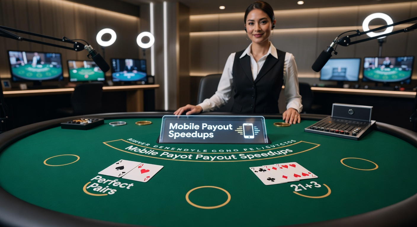 Close-up of live dealer revealing cards for 21+3 side bet, with payout multipliers glowing on the digital interface