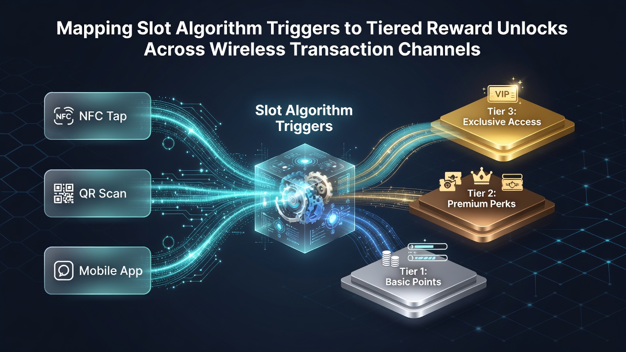 Diagram illustrating data flows from mobile transactions to slot algorithm triggers and reward tiers in casino apps
