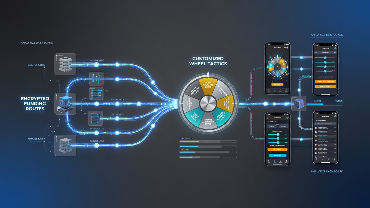 Diagram illustrating encrypted transaction hops leading to personalized roulette features in a smartphone app